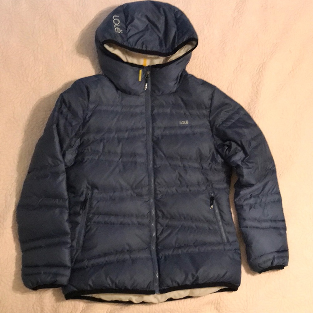 Lole down coat women’s medium 8-10 blue with white lining Nice and Clean